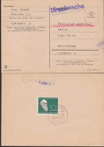 Charles Darwin 10 Pfg. auf Karte 30.3.60 (631)