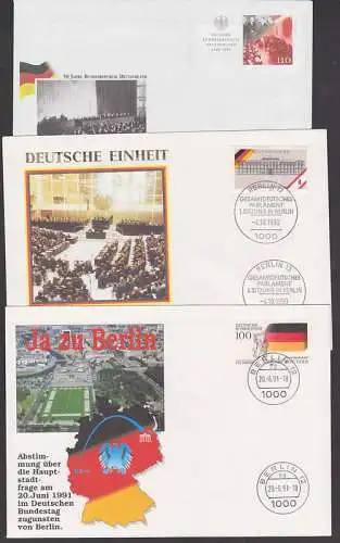 Gesamtdeutscher Bundestag im Berliner Reichstag, drei Sonderbelege