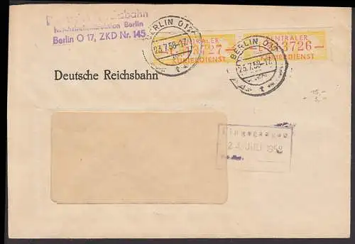 Berlin ZKD-Brief 16L 23.7.58, Deutsche Reichsbahn
