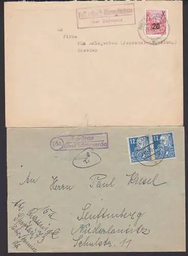 Sprödau üb. Sömmerda, Falkenbach-Himmelmühle üb. Zschopau, zwei PSSt.,  Landpoststelle