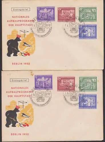 Nationales Aufbauprogramm der Hauptstadt 2 FDC (303/06) Berliner Bär,  Bf stockfl