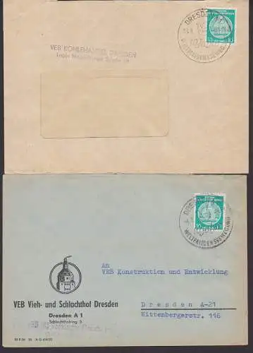 Dresden SSt. 10 Jahre Weltfriedensbewegung, mit Friedentaube auf Dienstpostsendung 1959