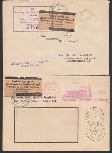 Pritzwalk, Rosslau (Elbe) ZKD-AFS Rosslauer Schiffswerft, je mit "Aushändigung..Pergamin"