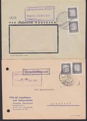 Radeberg, Pulsnitz Geschäftspost als "offene Sendung" - jedoch unzulässig mit ZKD 5 und 10 Pfg. (B1,2)