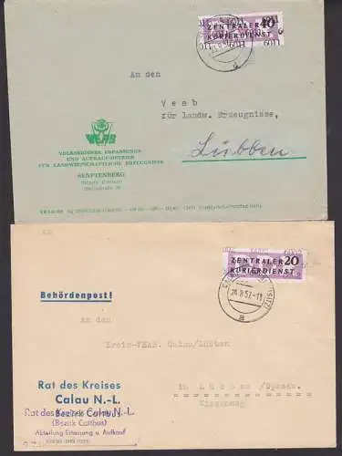 Calau Rat des Kreises, B11(6002) VEAB Senftenberg VEAB B12 (6011), ZKD-Briefe nach Lübben