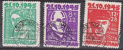 Mecklenburg-Vorpommern OdF  Breitscheid, Klausener, Thälmann, OSt. LÜBZ 21.10.45 (20/22)