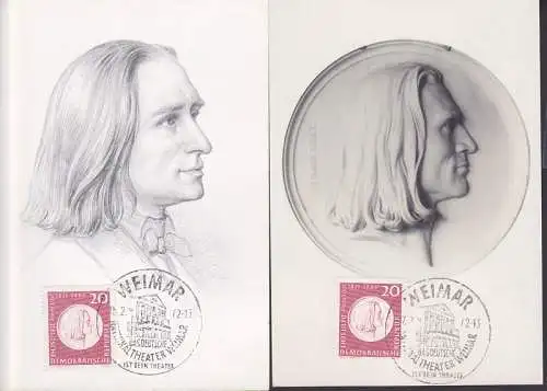 MC 859 Franz Liszt auf Postkarte und einmal auf Foto, je SSt. Weimar