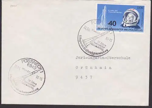 Juri Gagarin 40 Pfg. Ddoppelbrief SSt. Pössneck 28.4.86 (3005)