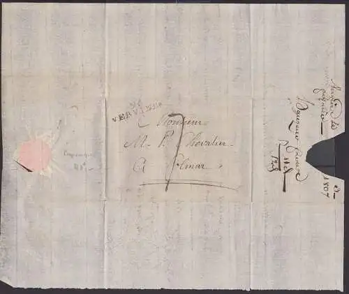 Verviers Belgien Altbrief von 1807 nach Colmar Elsass Colmer Kolmar, Trockensiegel