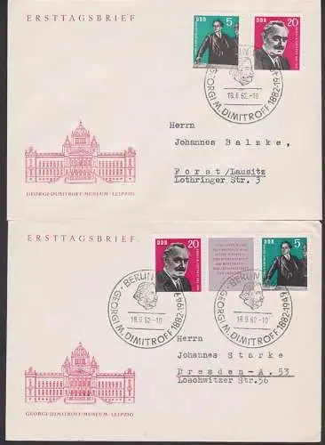 Georgi Dimitroff SSt. Berlin (893/94) incl. Zdr. FDC Umschlag mit Museum in Leipzig