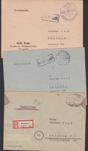Prien (Cheiemsee) Barfrankaturen, Konstanz R-Brief 11.2.47 nach Leipzig,