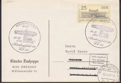 Landungsfahrt 1931, Luftschiff LZ 17, Erinnerungs-SSt. Meiningen mit  25 Pfg. Alte Museum Berlin (2620)