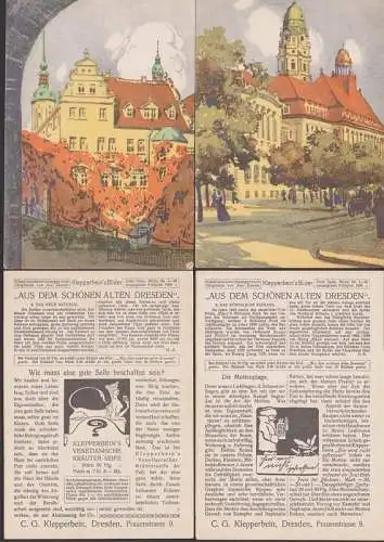 Klepperbein`s Bilder Werbung Aus dem schönen alten Dresden, Künstlersteinzeichnungen Paul Kamke