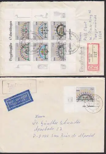 Erzgebirgische Schwibbogen, R-Bf mit Klbg, 40 Pfg. auf Ausl.-Lp-Bf portogenau (3057/62, 3061)