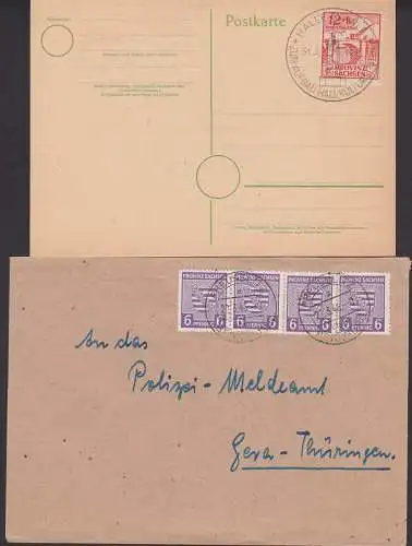Provinz Sachsen Fernbrief aus Preuslitz über Bernburg, Wiederaufbau der Brücken SST. Halle,