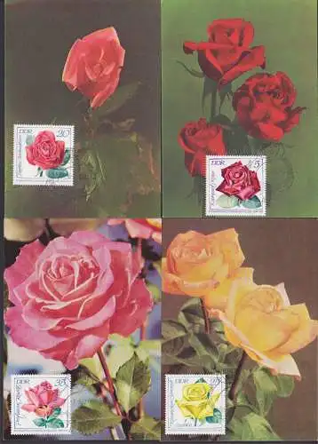 MC 1762 5, 20, 25 und 35 Pfg. Rosen auf Glückwunschkarten bzw. neutralen Ktn