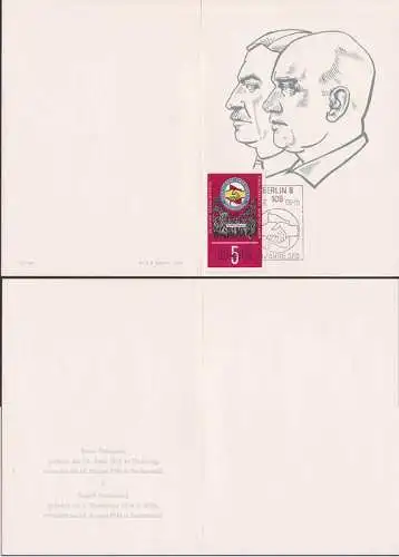 Ernst Thälmann, Rudolf Breitscheid Gedenkblatt Faltblatt mit Dv V 7 8 1/34/67 DDR, SSt 20Jhre SED