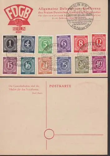 FDGB Anlasskarte zur Delegiertenkonferenz für die SBZ  9.- 11. Februar 1946 mit SSt