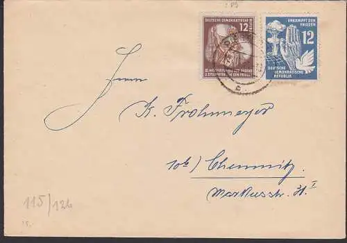 Piesteritz Fernbrief mit 12 Pf Weltfestspiele und Frieden, (289)