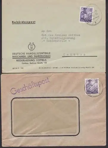 Fünfjahrplan I, 16 Pfg. Behördenpost, Geschäftspost aus Cottbus, Auma (Thüringen) (369)