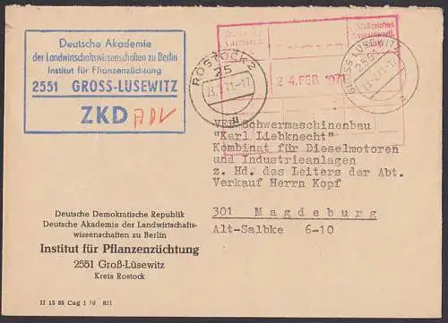 Gross-Lüsewitz R5-ZKD.St. Deutsche Akademie Pflanzenzüchtung, in blau statt violett 23.2.71