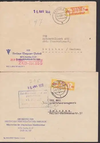 Berlin O17, zwei ZKD-Briefe mit B17, Regierung Maschinenbau, Vergaser-Fabrik
