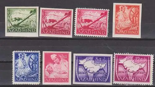 Nationles Indien AZAD HIND **, Spinnrad, Reisanbau, Sanitäter