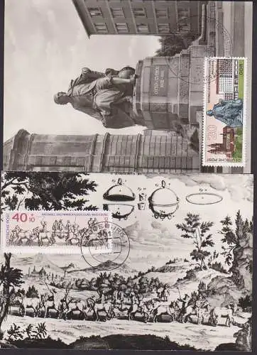 MC 1513, 1514 Otto von Guericke auf Ak, Magdeburger Halbkugel auf Foto