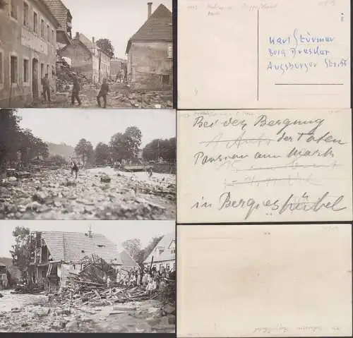 Hochwasser 1927 der Gottleuba, Fotos nach der Flut, Markt, Apotheke, Goldener Stern