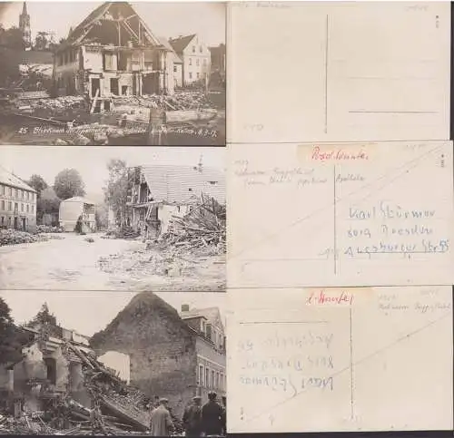 Hochwasser 1927 der Gottleuba, Fotos nach der Flut, Goldener Stern, Apotheke, Unwetter-Katastrophe