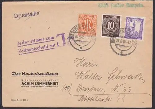 AMP, EA und OPD Westsachsen MiF aus Niedersedlitz mit Propgandast. Volksentscheid 26.6.46