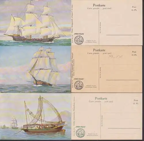 Segelschiffe ungebraucht drei Ak der "Marine-Galerie"
