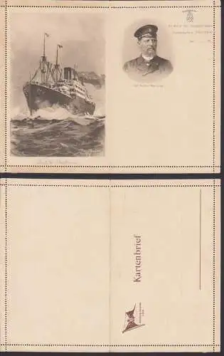 Cpt Gustav Reessing, An Bord des Doppelschrauben-Post-Dampfers Kartenbrief Hamburg-Amerika-Linie
