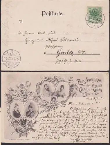 Besuch des Zaren und der Zarin in Breslau 1896, OSt. 7.9.96, Anlasskarte