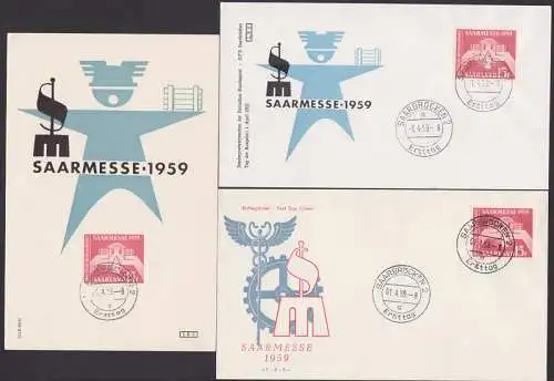 Saarmesse 1959 drei versch. Schmuckzudrucke Saarland (447)
