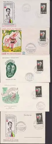 WM Querfeldein, Bike, Fahrrad, 1955, 4 versch. Schmuckzudrucke Saarland (357)