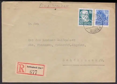 Schönebeck (Elbe)  Orts-R-Bf mit Vierchow und 60 Pfg Hochseeschiff (377)