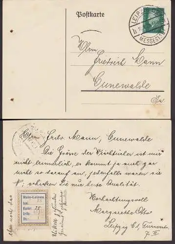 Leipzig C2 Messestadt, betr. Bestellung von Wichtüchern, ergänzend - Etikett gefunden und aufgeklebt