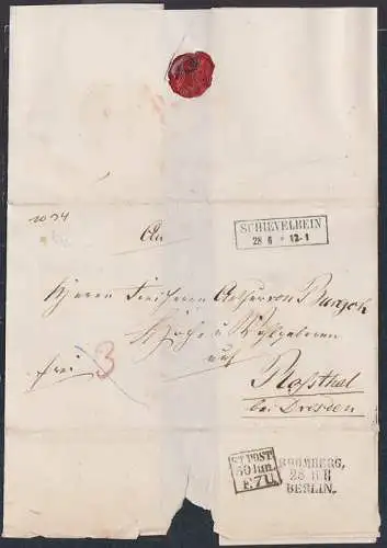 Schieveleben in Pommern mit Bahnpost Bromberg - Berlin 28 6 II und Stadtpost -St