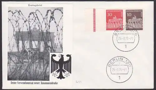 BERLIN (WEST) 120 Brandenburger Tor Zdr. W44 Schmuckbrief FDC für Zusammendrucke, Stacheldraht "Achtung Sie verlassen.."