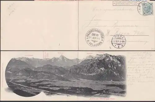 Gaisbergspitze Bautenstempel F. Pflauderer, Panoramakarte 1905, 5 Hell-Frankatur