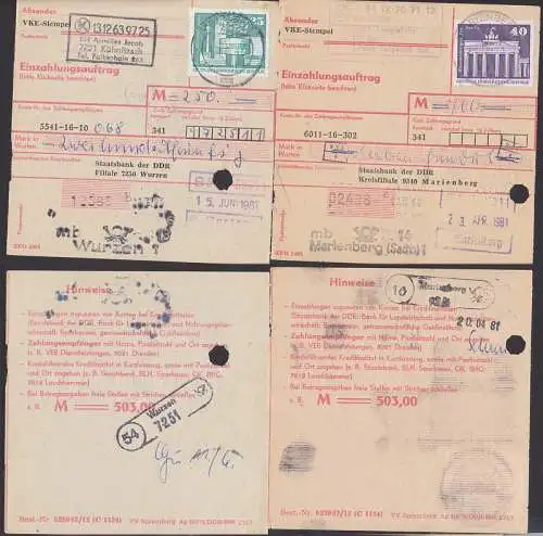 Marienberg, Wurzen 25 bzw., 40 Pfg.als EF auf Einzahlungsauftrag, PSSt. Lengefeld, Kühnitzsch