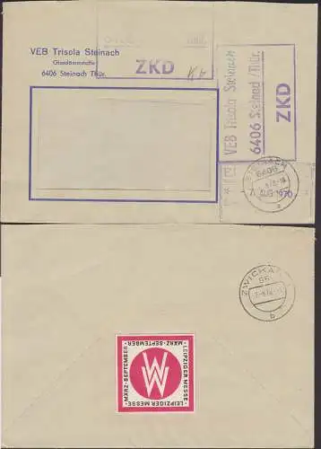 Steinach / Thür. VEB Trisola , rs. Vignette zur Leipziger Messe März - September, ZKD-Brief
