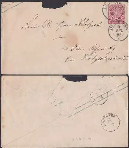 DRESDEN PU 9. SPT 69, 1 Groschen, Umschlag beschädigt