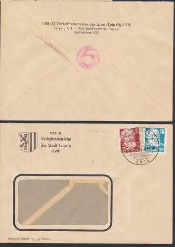 Völkerschlachtdenkmal Leipzig SSt. 140 Jahre Befreiungskampf, Abs. Verkehrsbetriebe, rs. 5-Jahrplan-Logo