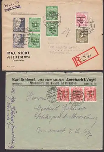 Leipzig W20 mit R-Zettel Leipzig W31, MiF mit SBZ-Aufdruck und Käthe Kollwitz, 8 Pfg. Bär Fernbrief 25.11.48