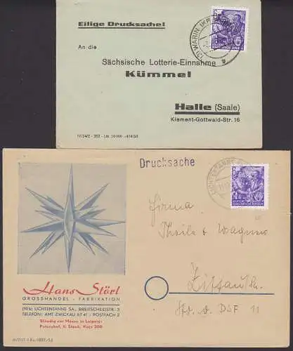 5-Jahrplan I. und II. Ausgabe, 6 Pfg. Drucksache aus Lichtentanne, Waren (364, 407)