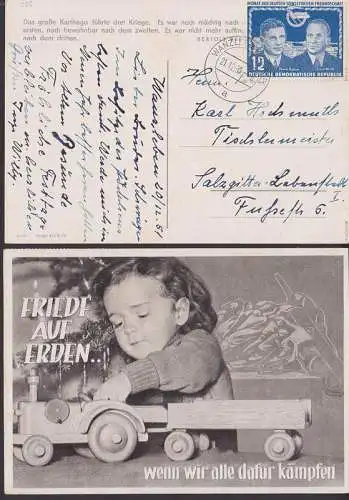Deutsch-Polnische Freundschaft Wanzleben 21.12.51 (296) auf Ak Friede auf Erden.. Wenn wir alle dafür kämpfen