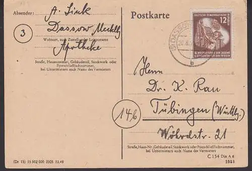 Weltfestspiele 12 Pfg. Dassow 20.8.51 (289)