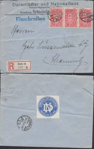 PERFIN / PERFORES - " B.HuJ" diagonal, R-Brief Berlin 13.7.23, Inflafrankatur, Firmenlochung